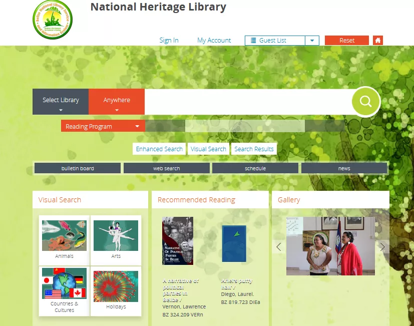 Screenshot of the National Collection catalog homepage